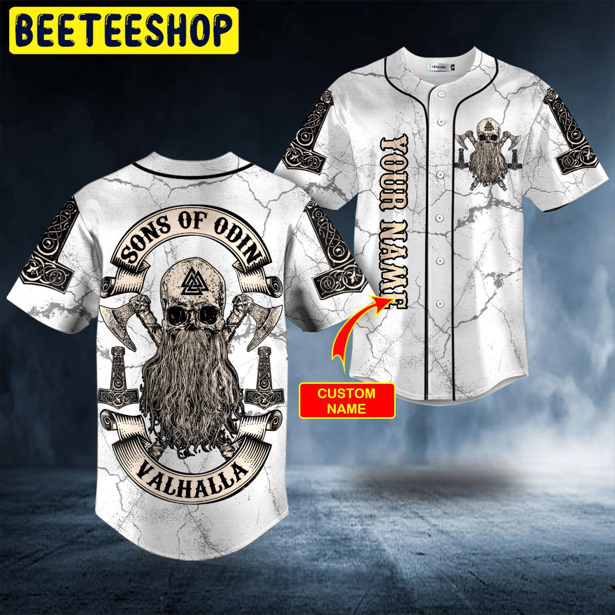 Son of Odin Valhalla Viking Axe Skull Custom Trending Baseball Jersey