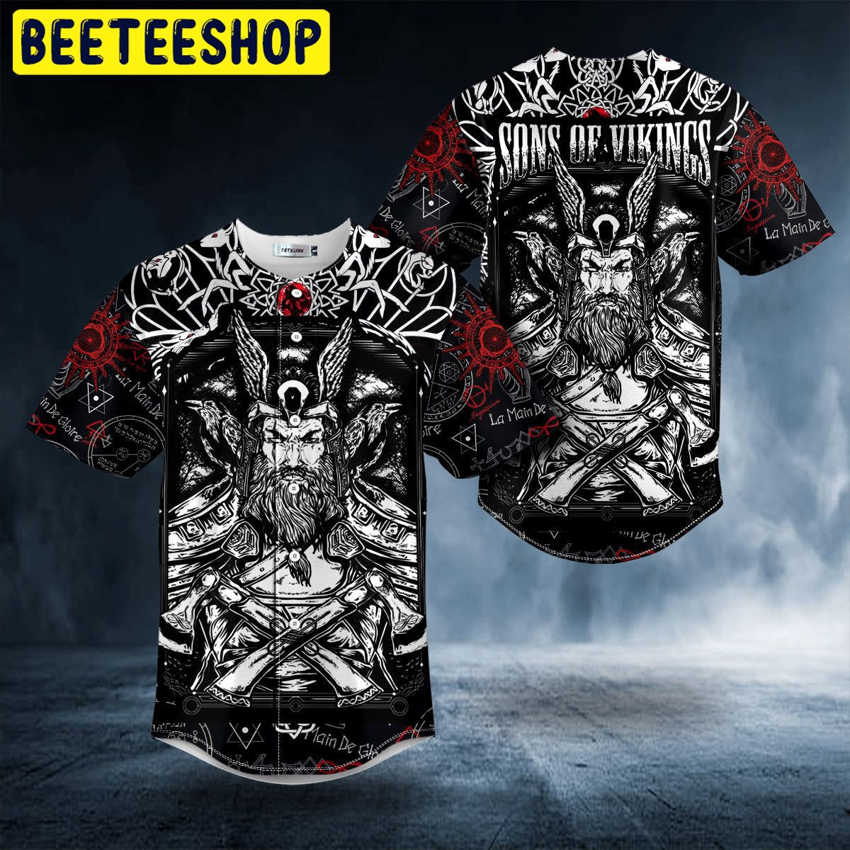 GearFrost Gold Viking Norse God Odin Print Men's Baseball Jersey