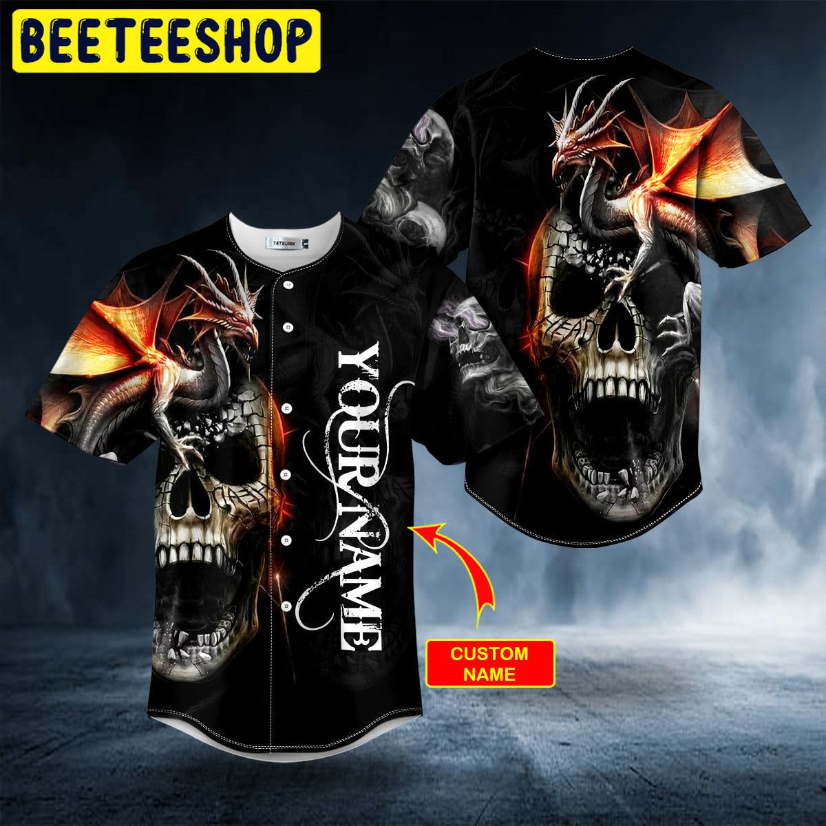 Spiral Dragon Skull Custom Trending Baseball Jersey