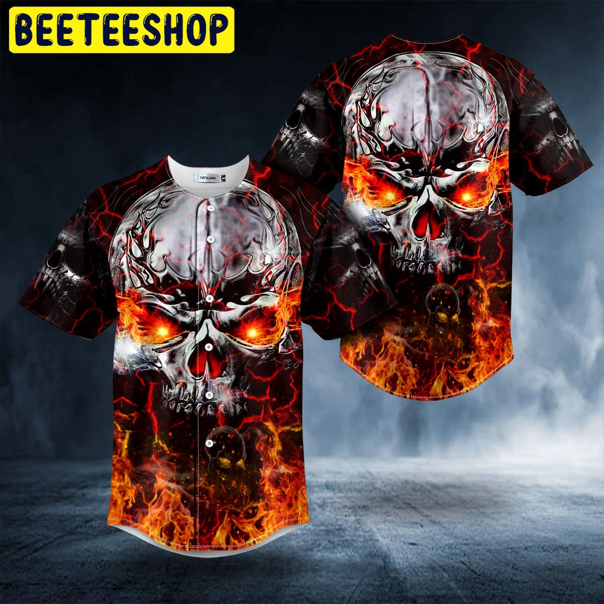 Spiral Fire Blast Zombie Ghost Skull Trending Baseball Jersey