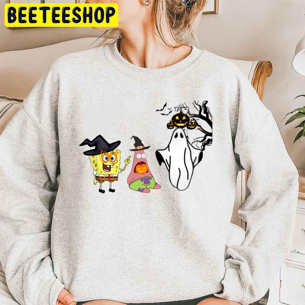 Spongebob And Patrick Ghost Halloween Unisex Sweatshirt