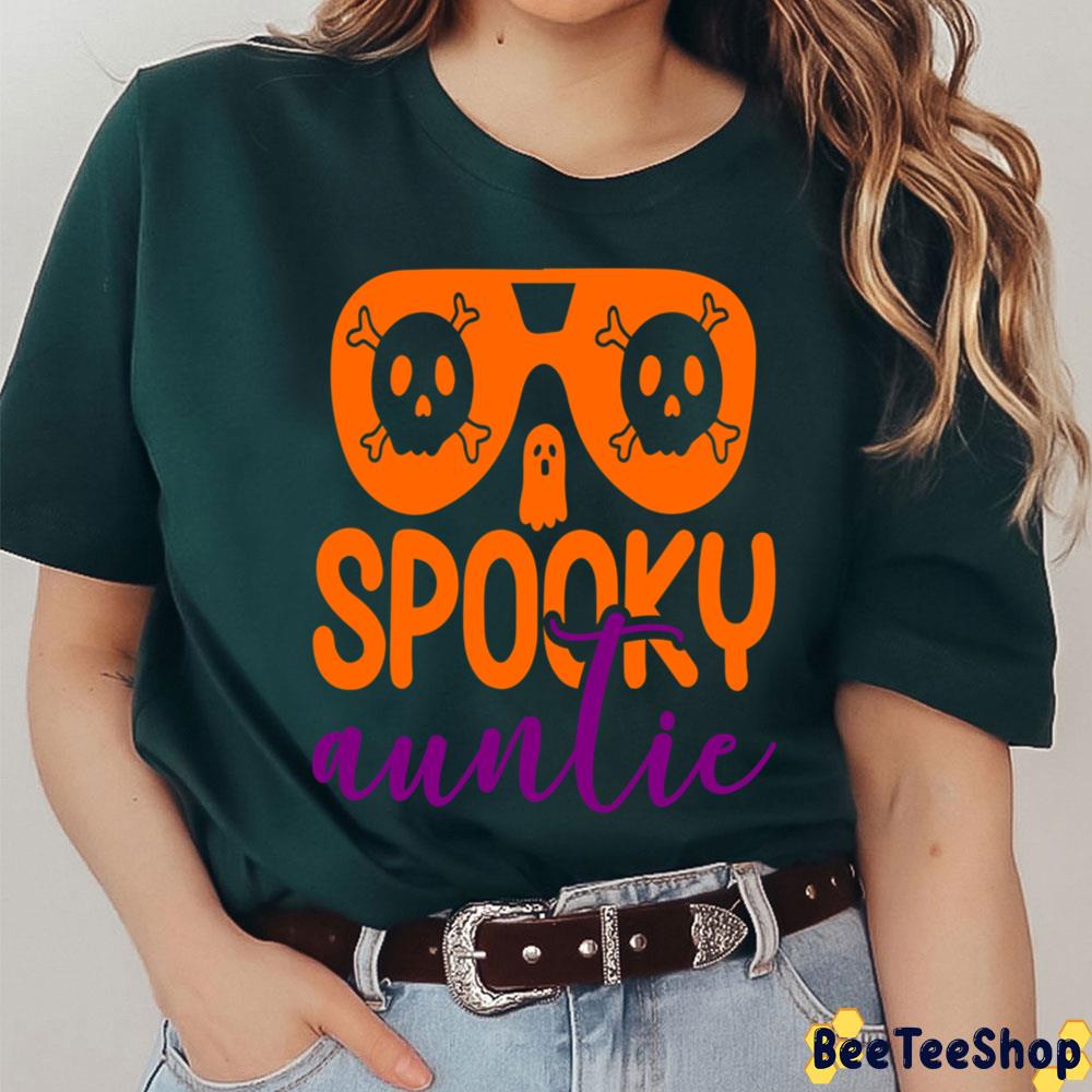 Spooky Auntie Halloween Skull Glasses Design Trending Unisex T-Shirt