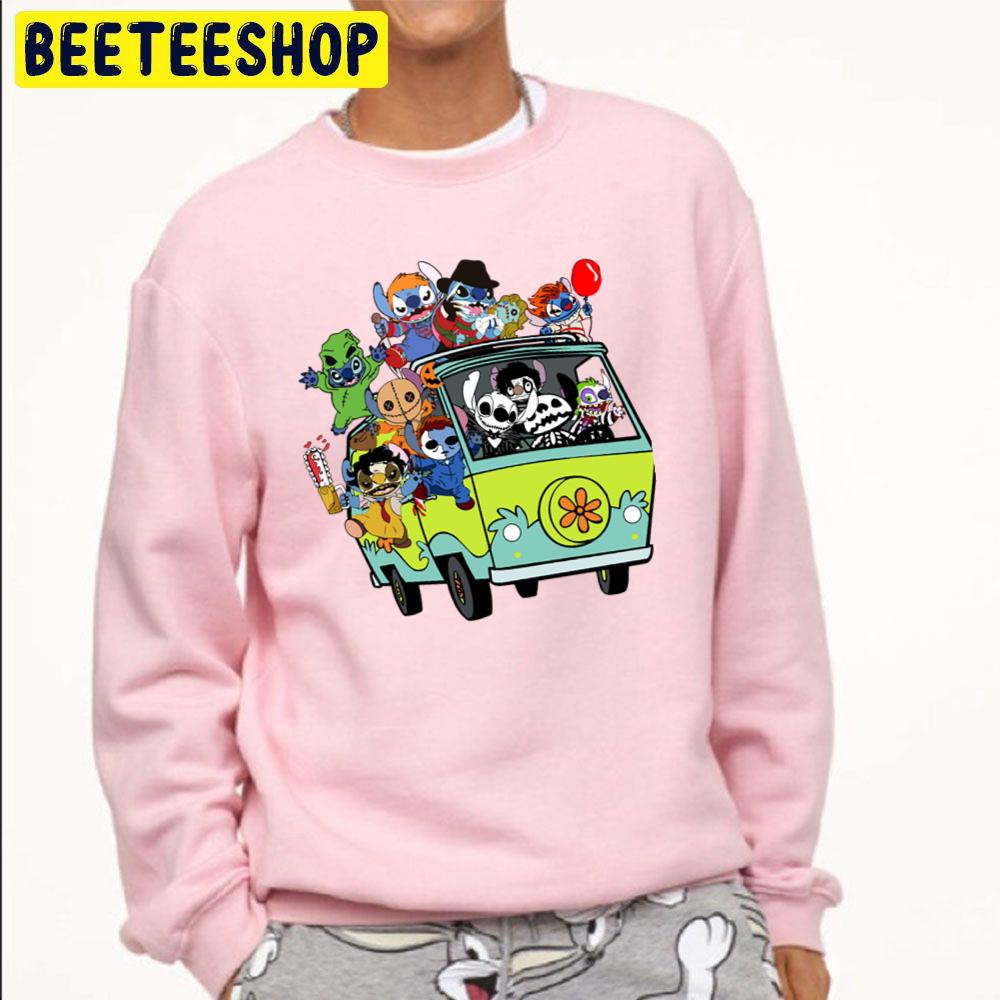 Stitch Cosplay Horror Killer Character Hippie Car Halloween Trending Unisex Sweatshirt