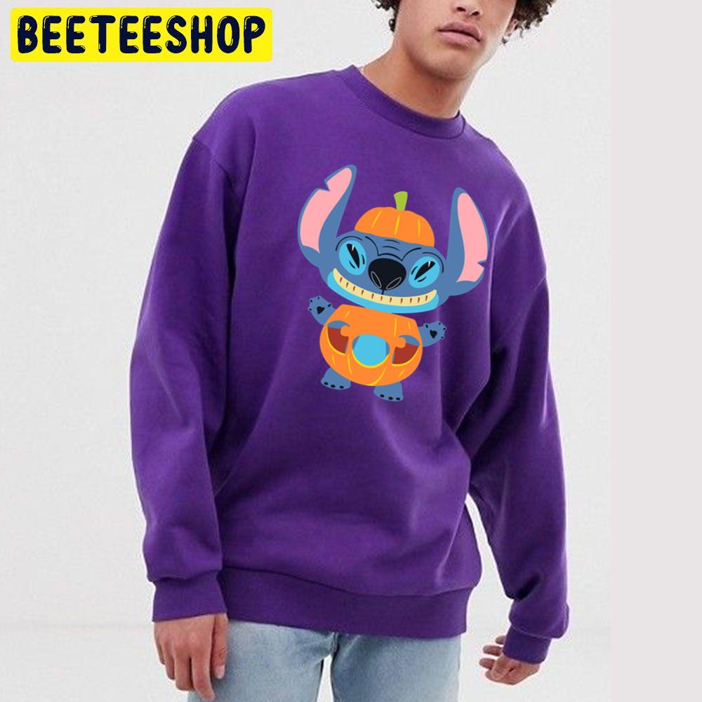 Stitch Wears Pumpkin Halloween Trending Unisex Sweatshirt