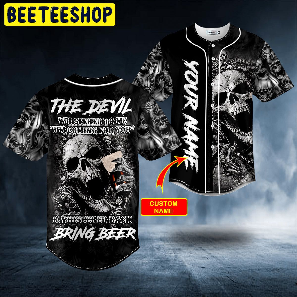 The Devil Whisper To Me Scream Breakthrough Beer Skull Custom Trending Baseball Jersey