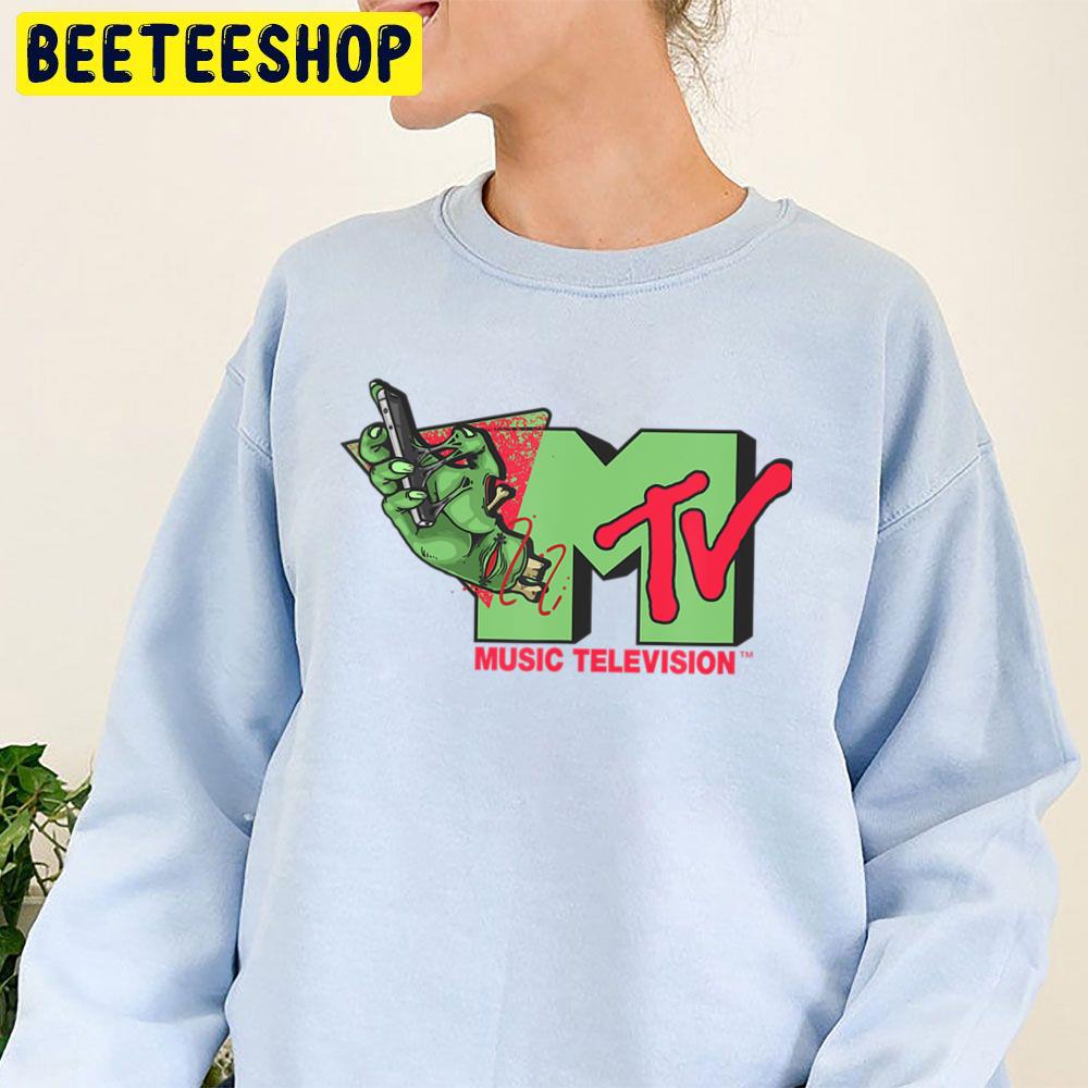 The Music Television Logo With A Smartphone In Horror Style Trending Unisex Sweatshirt