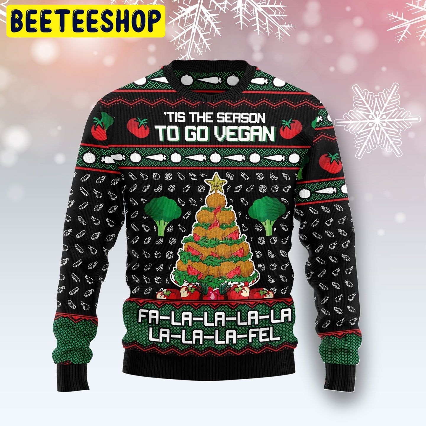 Tis The Season To Go Vegan Tree Christmas Trending Ugly Christmas Sweatshirt