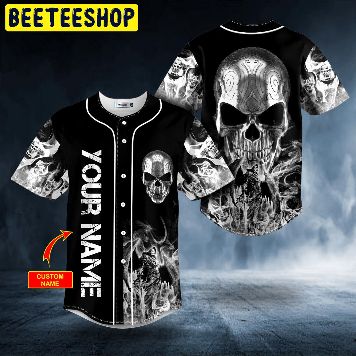 Tribal Metal Grim Reaper Flame Skull Custom Trending Baseball Jersey