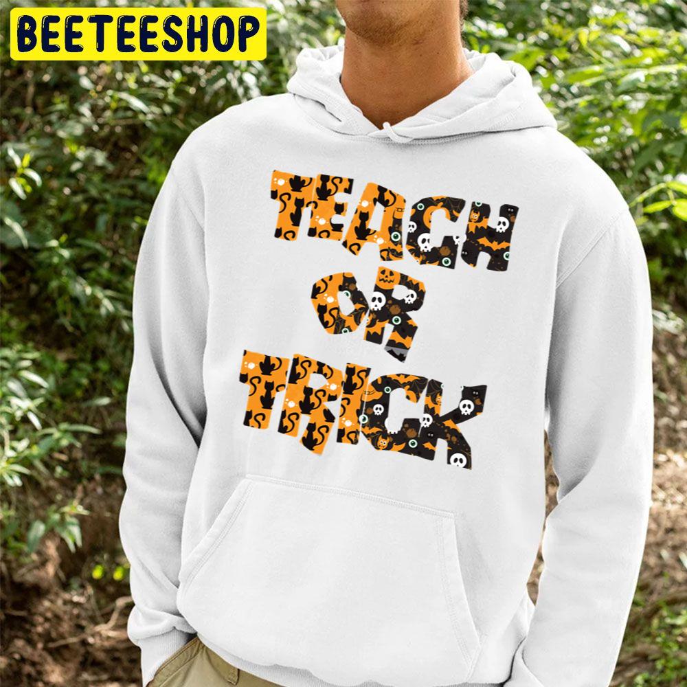 Trick Or Teach Ghost Spider Cat Pumpkin Unisex Hoodie