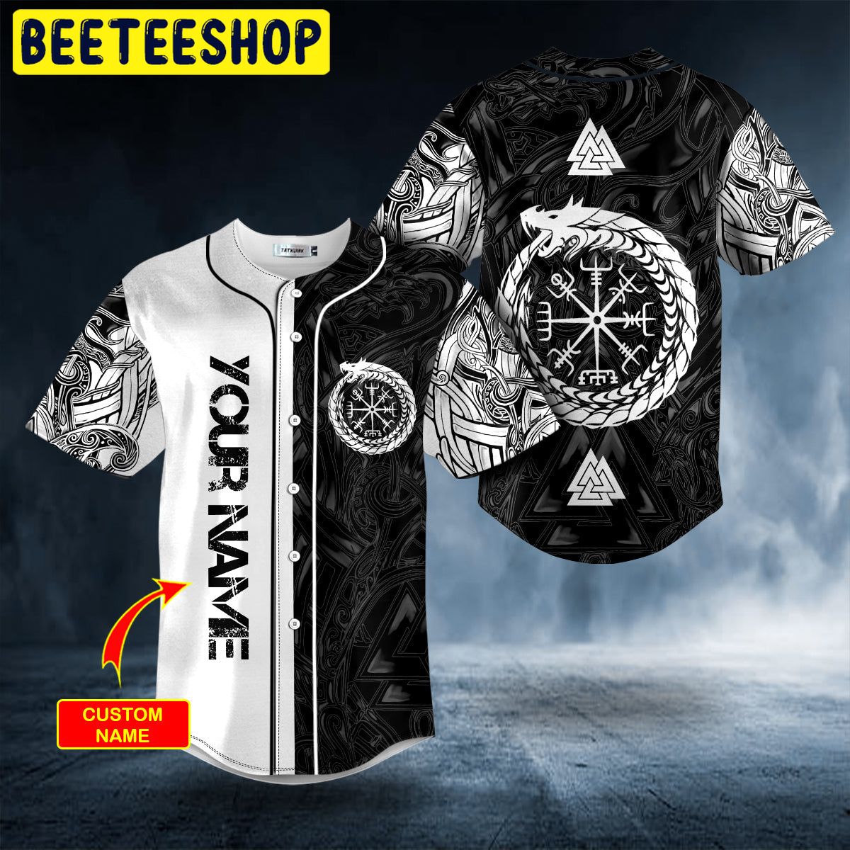 Vegvisir Jormungandr World Serpent Norse Mythology Dragon Viking Custom Trending Baseball Jersey