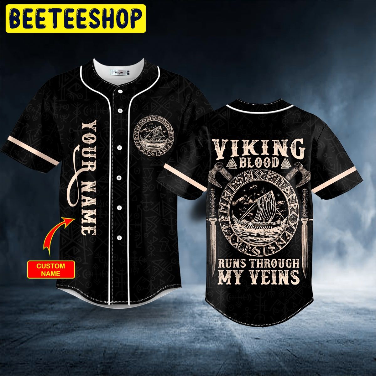 Viking Blood Runs Through My Veins Custom Trending Baseball Jersey