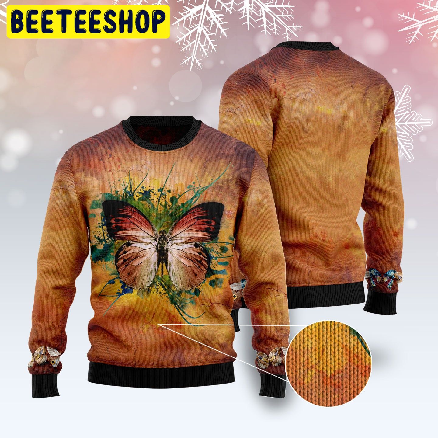 Vintage Butterfly Trending Ugly Christmas Sweatshirt
