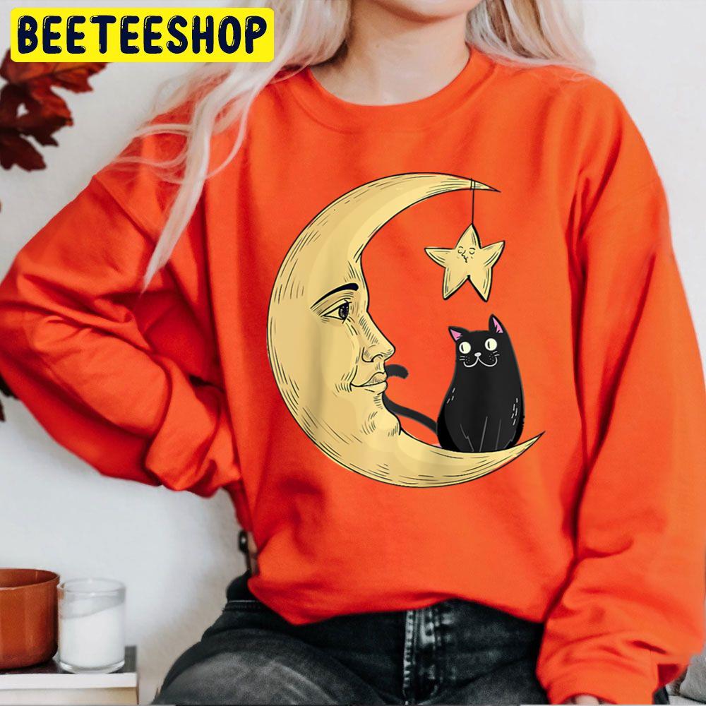 Vintage Halloween Beistle Cat On The Moon Trending Unisex Sweatshirt