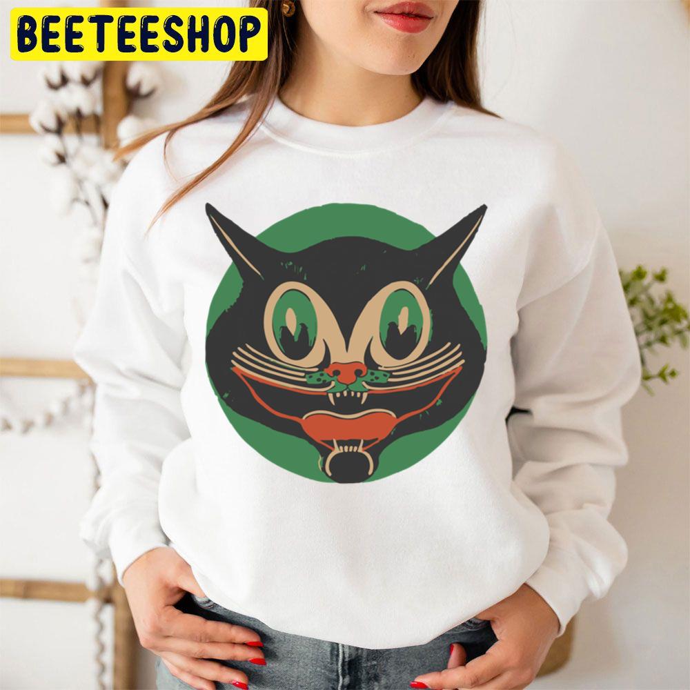 Vintage Halloween Black Cat Scaredy Cat Trending Unisex Sweatshirt