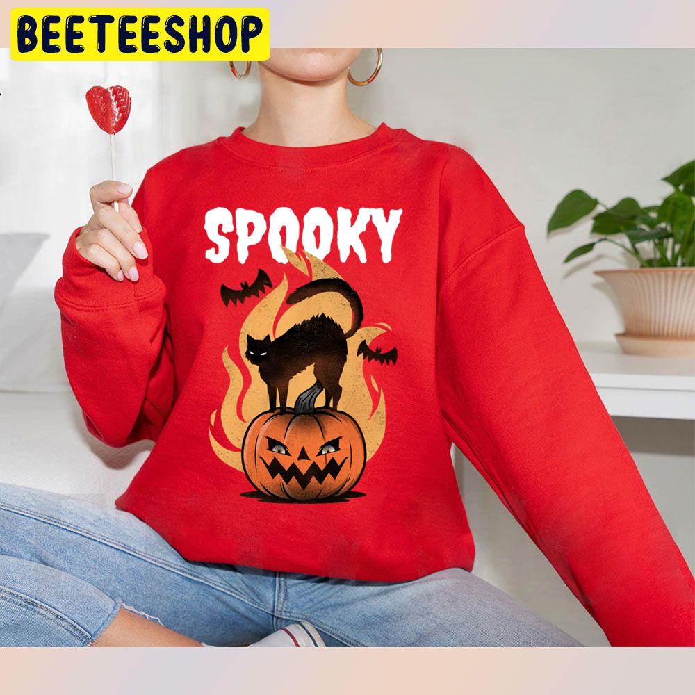 Vintage Halloween Cat With Pumpkin Trending Unisex Sweatshirt