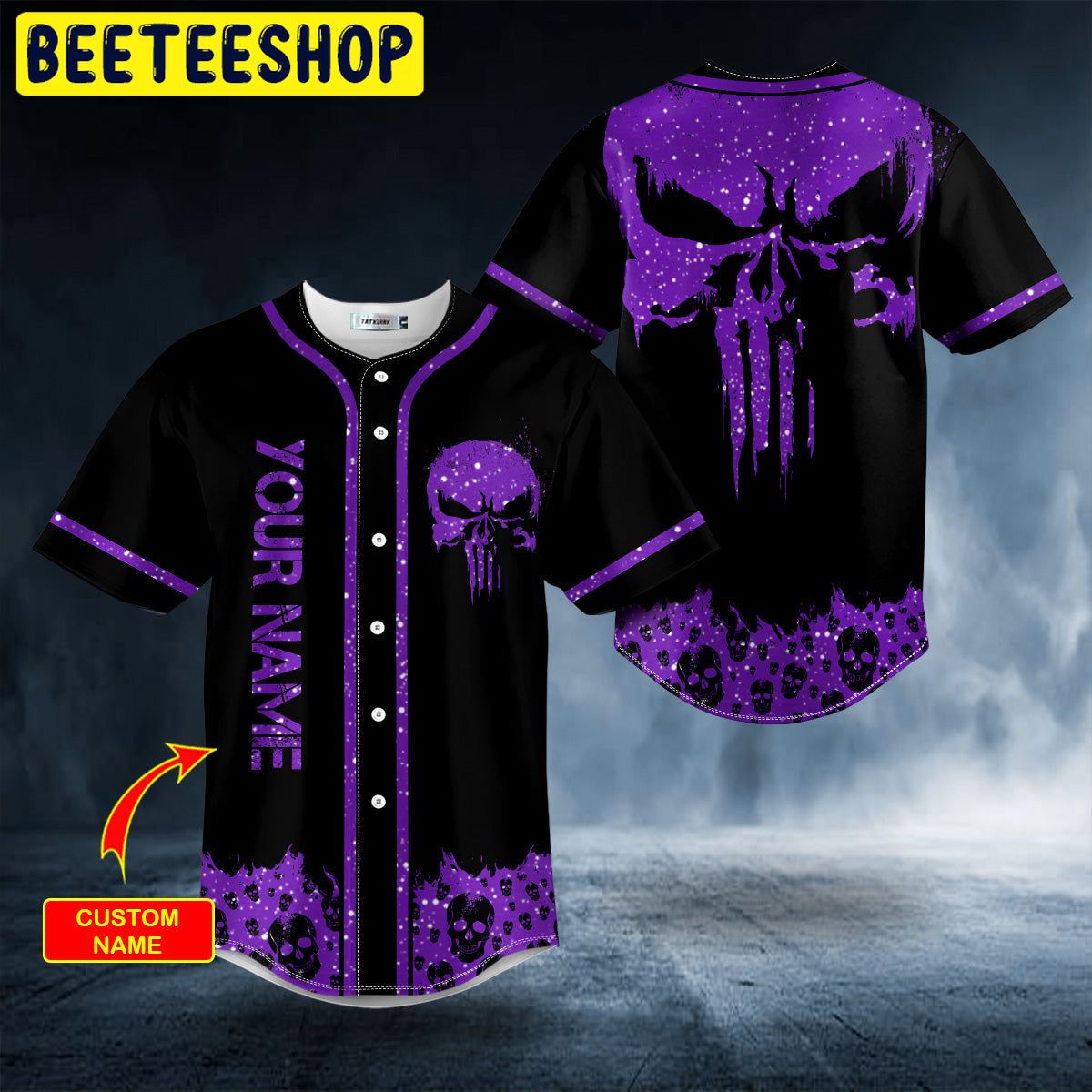 Violet Punisher Skull Custom Trending Baseball Jersey