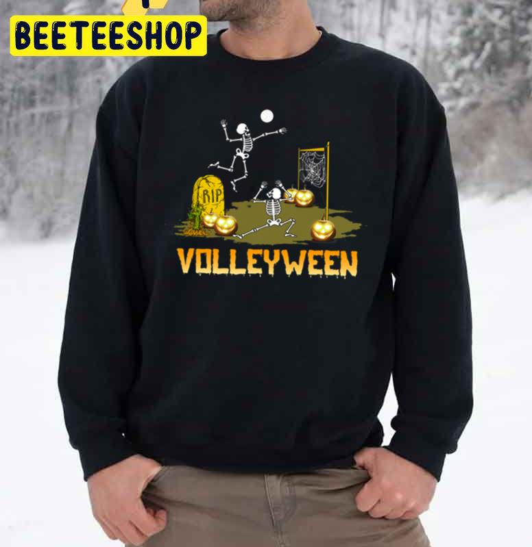 Volleyball Halloween Volleyween Skeleton Unisex Sweatshirt