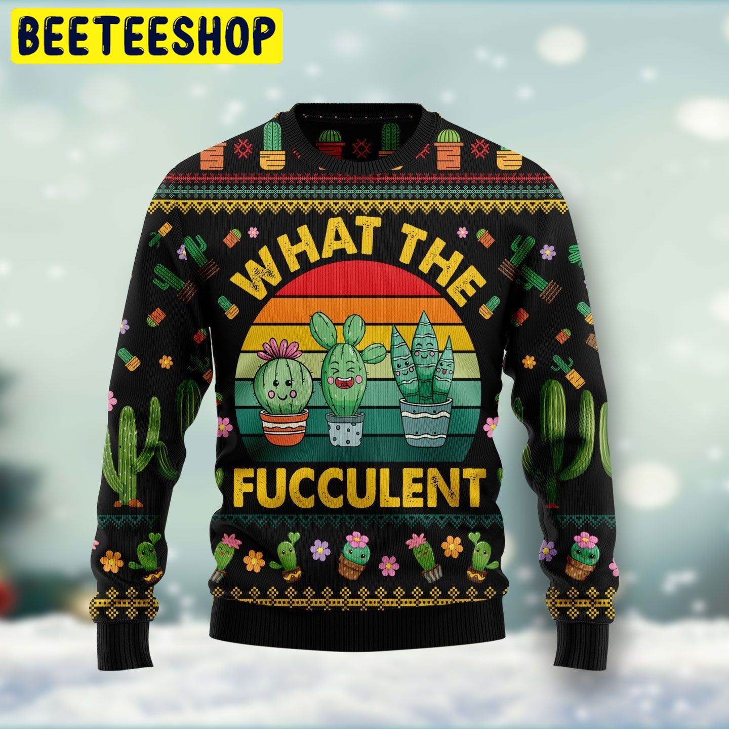 What The Fucculent Christmas Unisex Crewneck Sweater