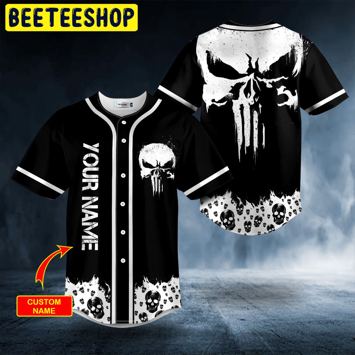 White Punisher Skull Custom Trending Baseball Jersey