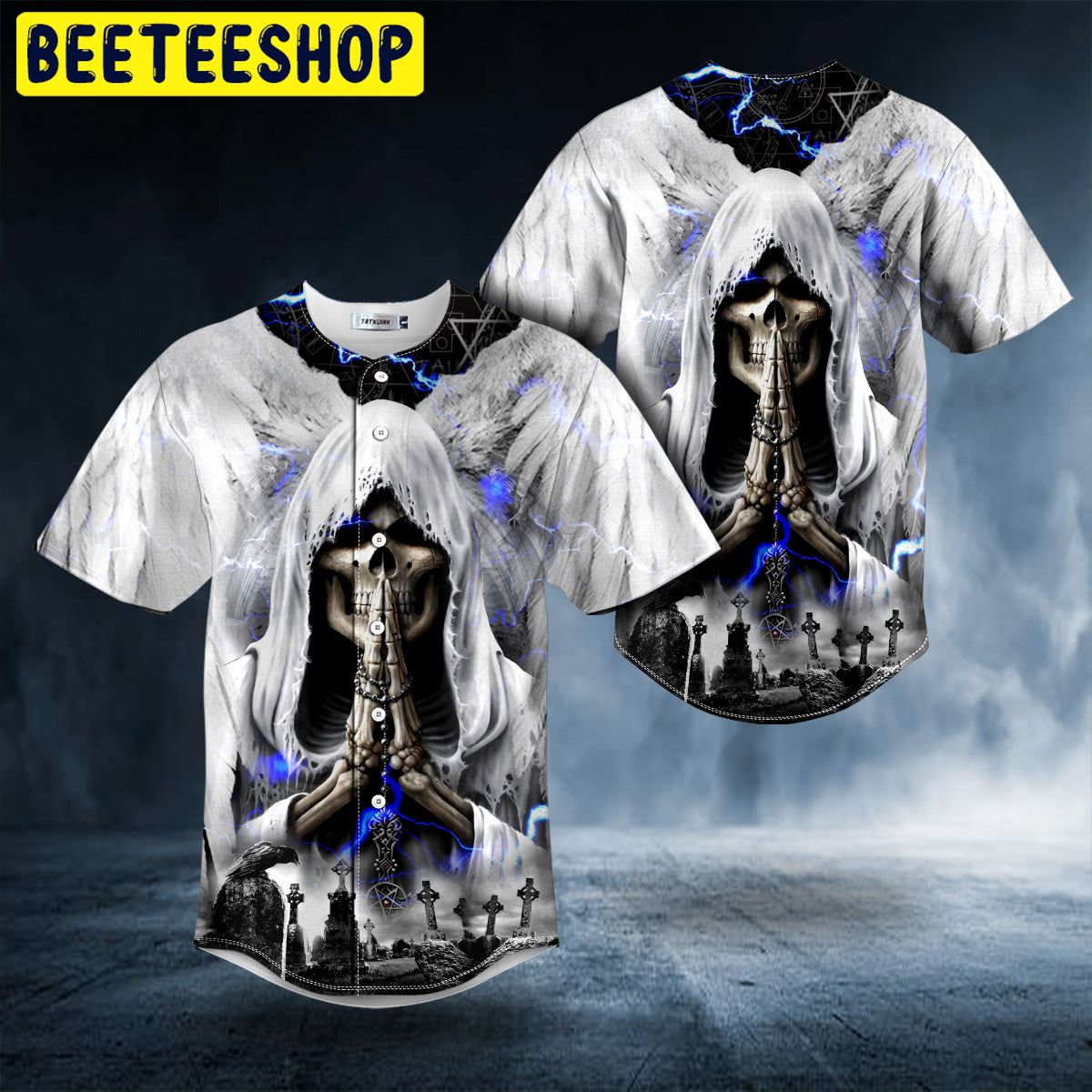 White Wings Grim Reaper Praying Custom Trending Baseball Jersey