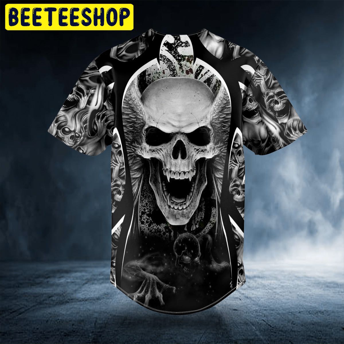 Winged Zombie Monster Skull Trending Baseball Jersey - Beeteeshop