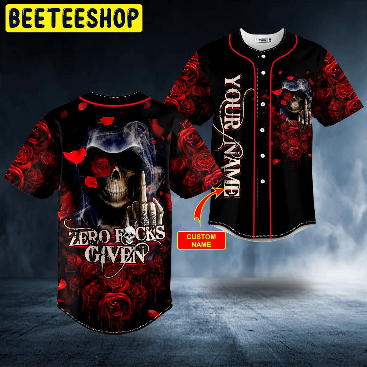 Zero F Given Red Rose Finger Grim Reaper Skull Custom Trending Baseball Jersey