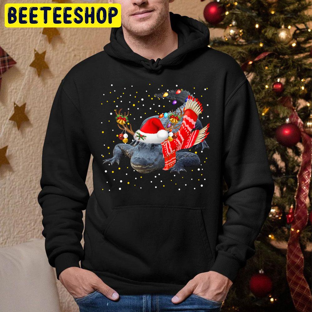 Alligator Reindeer Crocodile Christmas Light Trending Unisex Hoodie