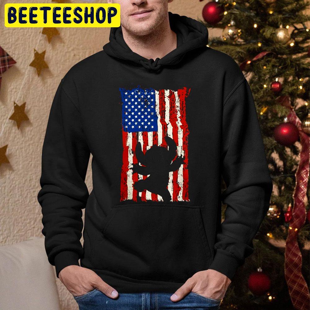 American Flag Stitchs Grungle Art Trending Unisex Hoodie