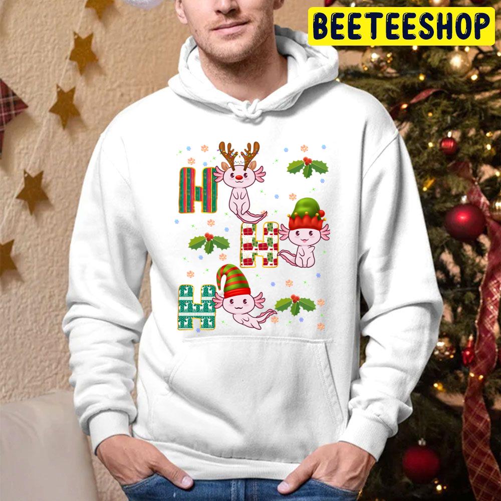 Axolotl Ho Ho Ho Merry Christmas Xmas Novelty Trending Unisex Hoodie