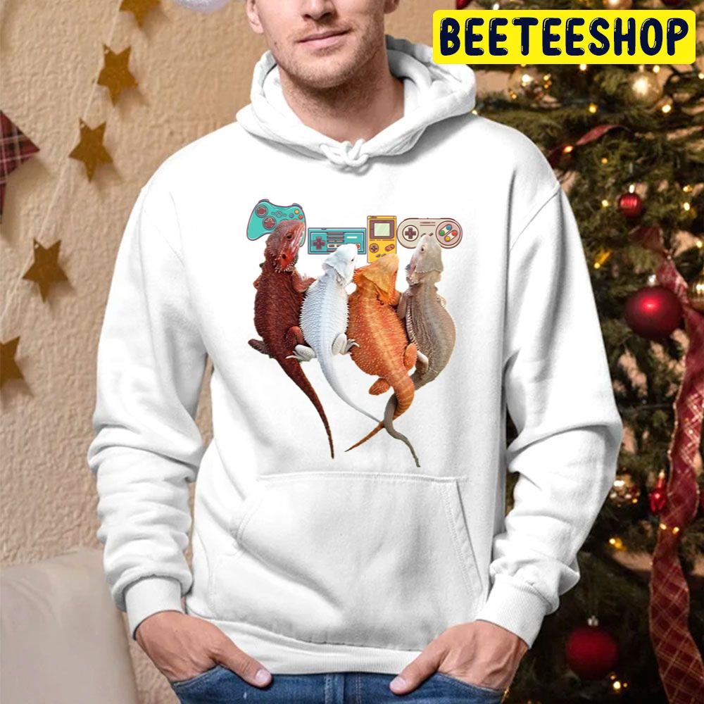 Bearded Dragon Playing Video Game Reptiles Pagona Trending Unisex Hoodie