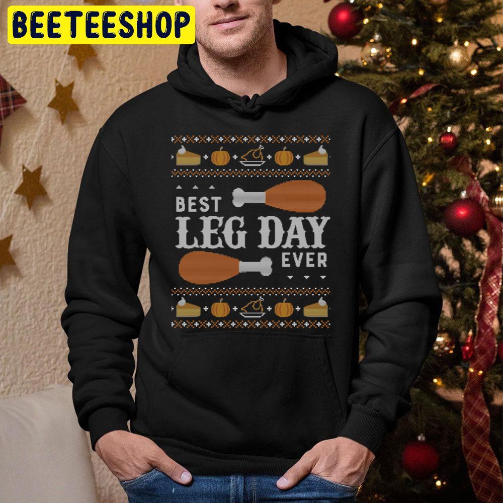 Best Leg Day Ever Thanksgiving Knit Pattern Trending Unisex Hoodie