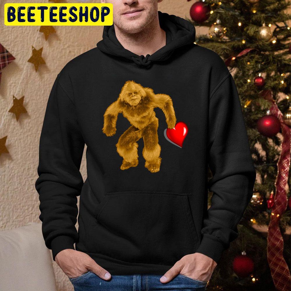 Bigfoot Heart Funny Valentines Day Trending Unisex Hoodie