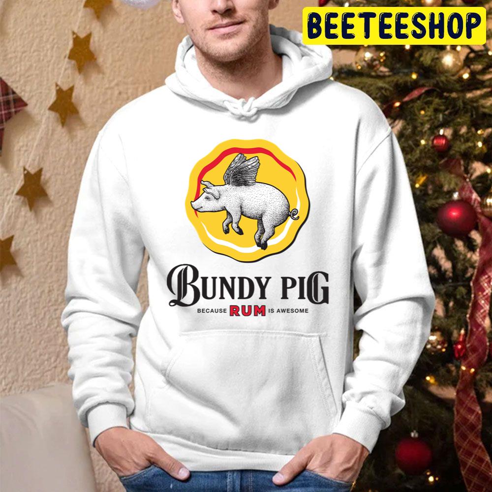 Bundy Pig Because Rum Is Awesome Funny Pig Flying Trending Unisex Hoodie