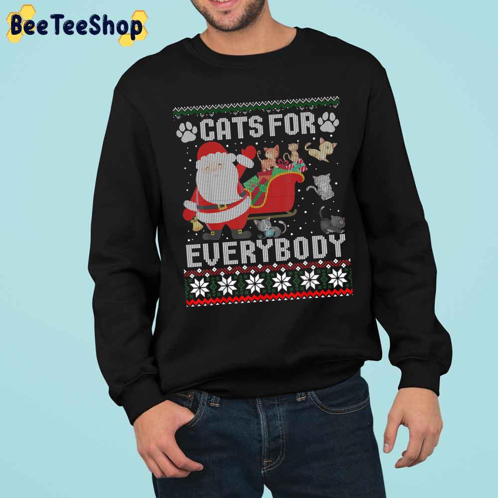 Cats For Everybody Christmas Cute Cat Lover Knit Pattern Trending Unisex Sweatshirt