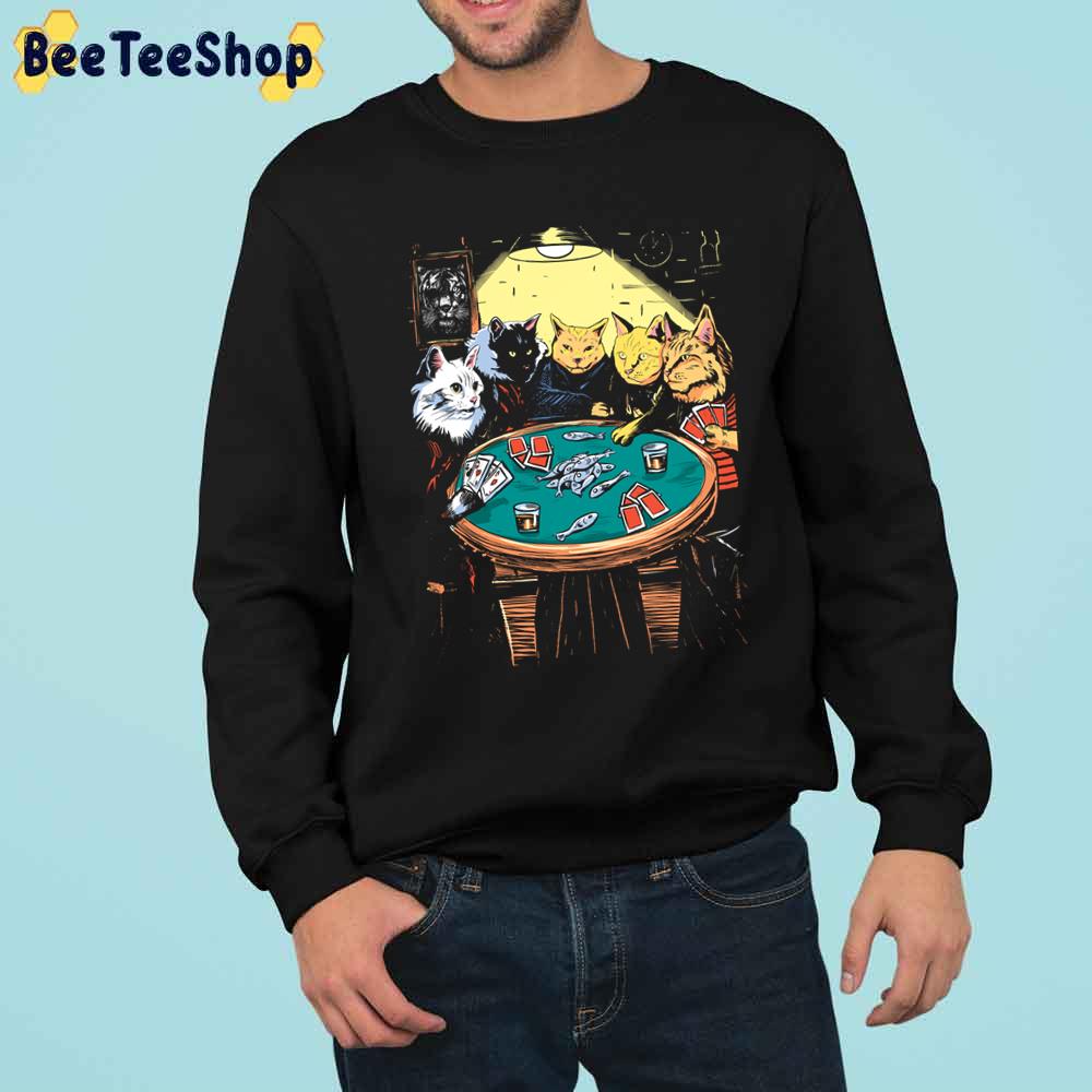 Cats Playing Poker Game Trending Unisex Sweatshirt