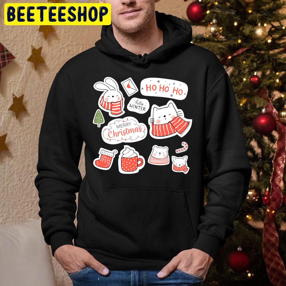 Christmas Elements Ho Ho Ho Hello Winter Trending Unisex Hoodie