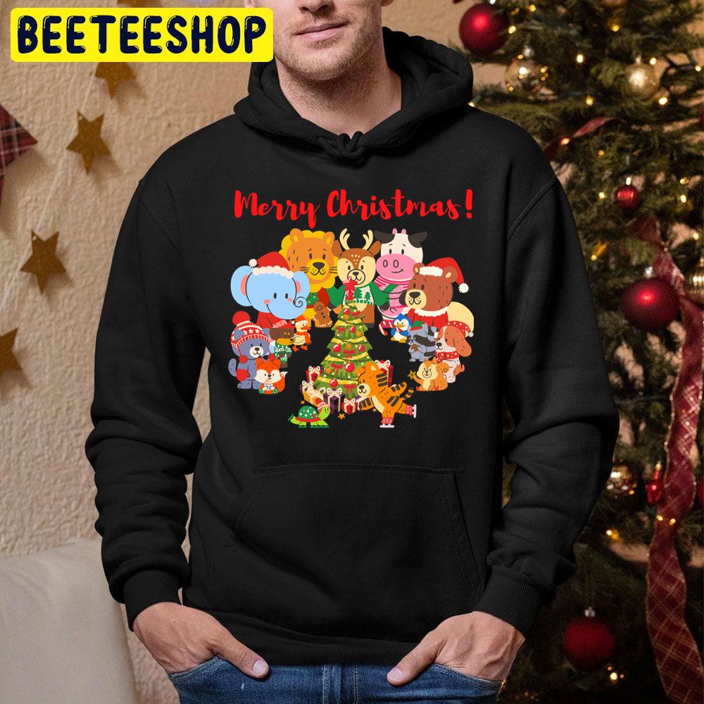 Christmas Fun With Animals Friends Trending Unisex Hoodie