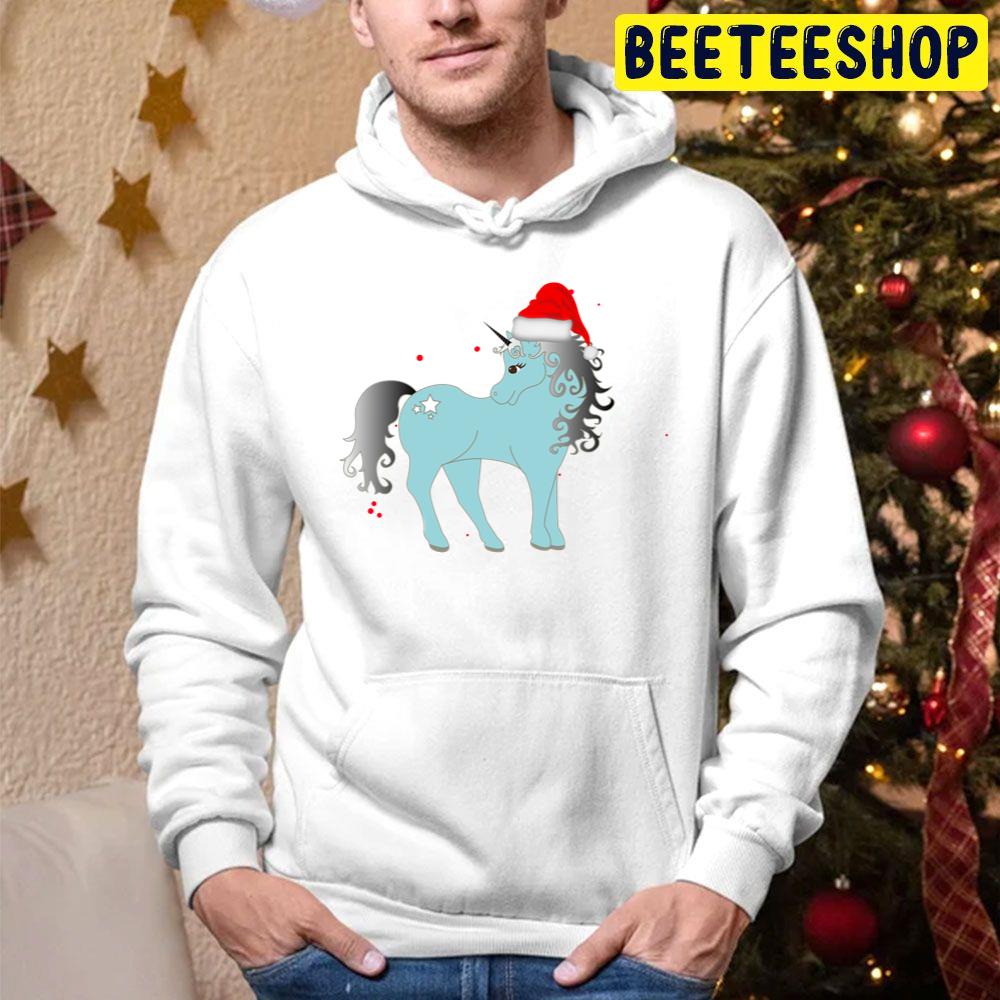 Christmas Unicorn Wear Santa Hat Trending Unisex Hoodie