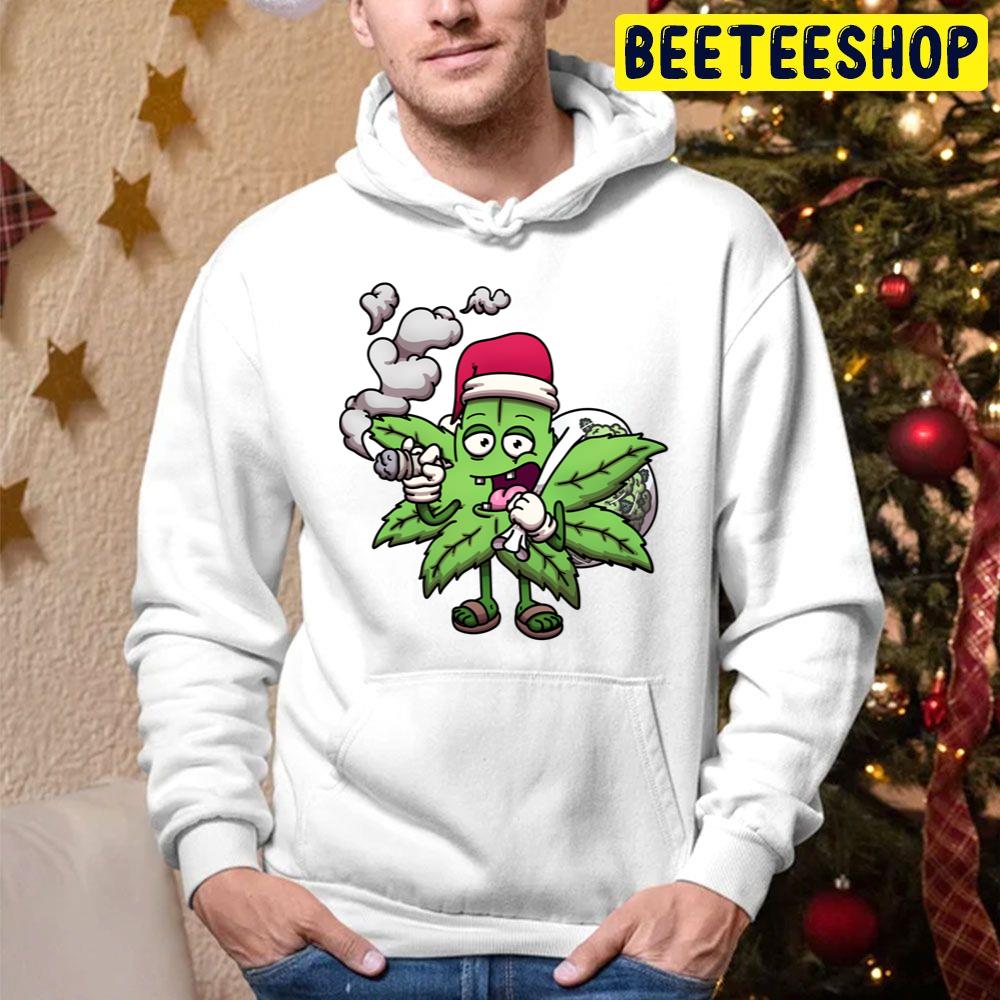 Christmas Weed Character Smoking A Joint Active Trending Unisex Hoodie