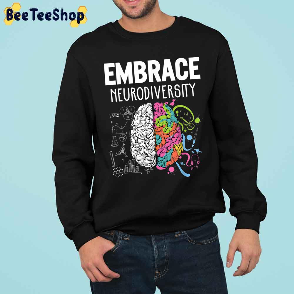 Colorful And No Colour Embrace Rock Band Neurodiversity Brain Trending Unisex Sweatshirt