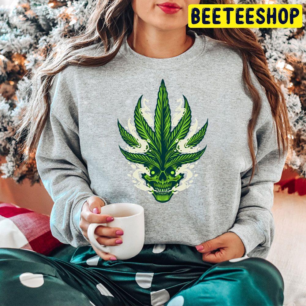 Cool Skull Smoke Weed Leaf Marijuana Trending Unisex Hoodie