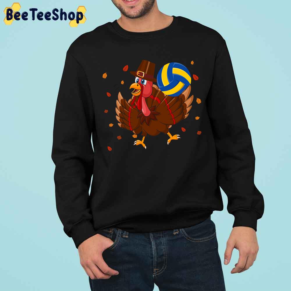 Cool Turkey Playing Volleyball Thanksgiving Day Trending Unisex Sweatshirt