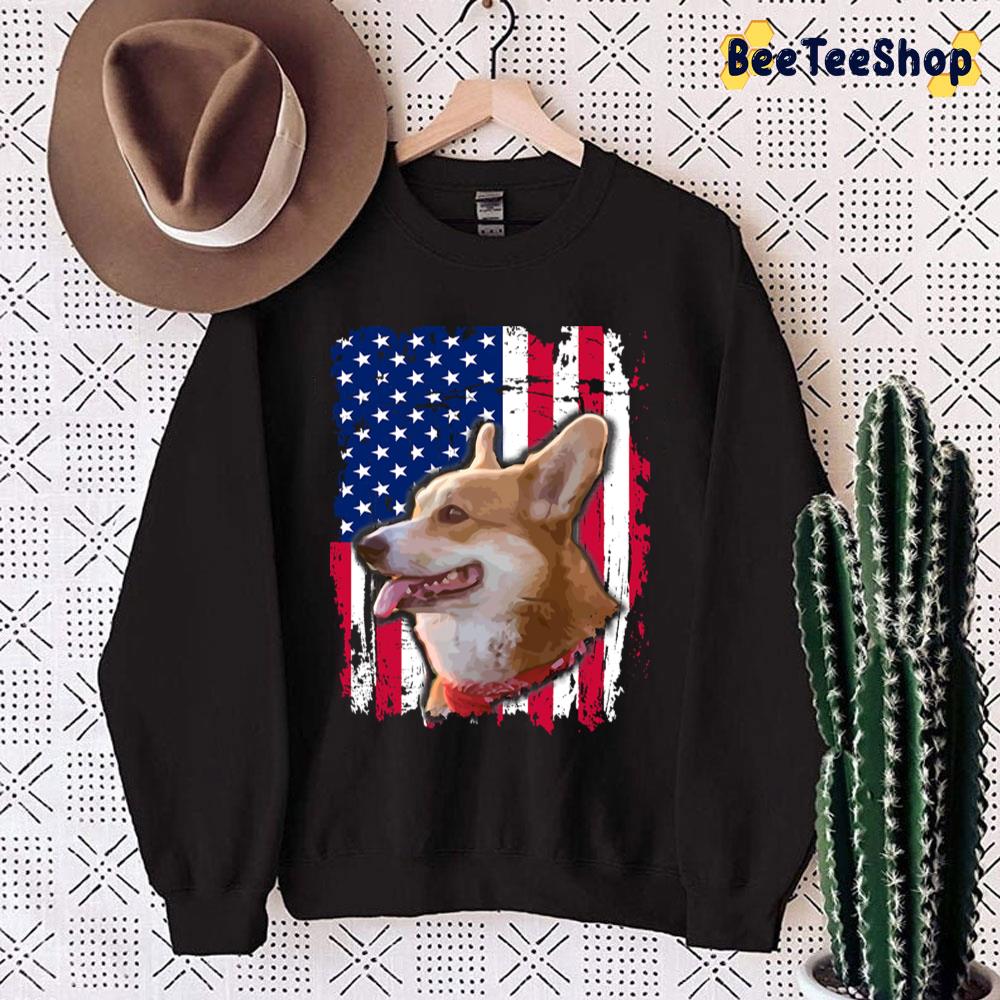 Corgi Us Flag 4th Of July Trending Unisex Sweatshirt