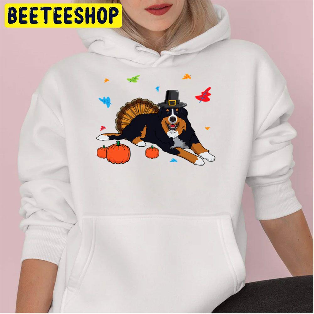 Cute Bernese Mountain Dog Thanksgiving Trending Unisex Hoodie