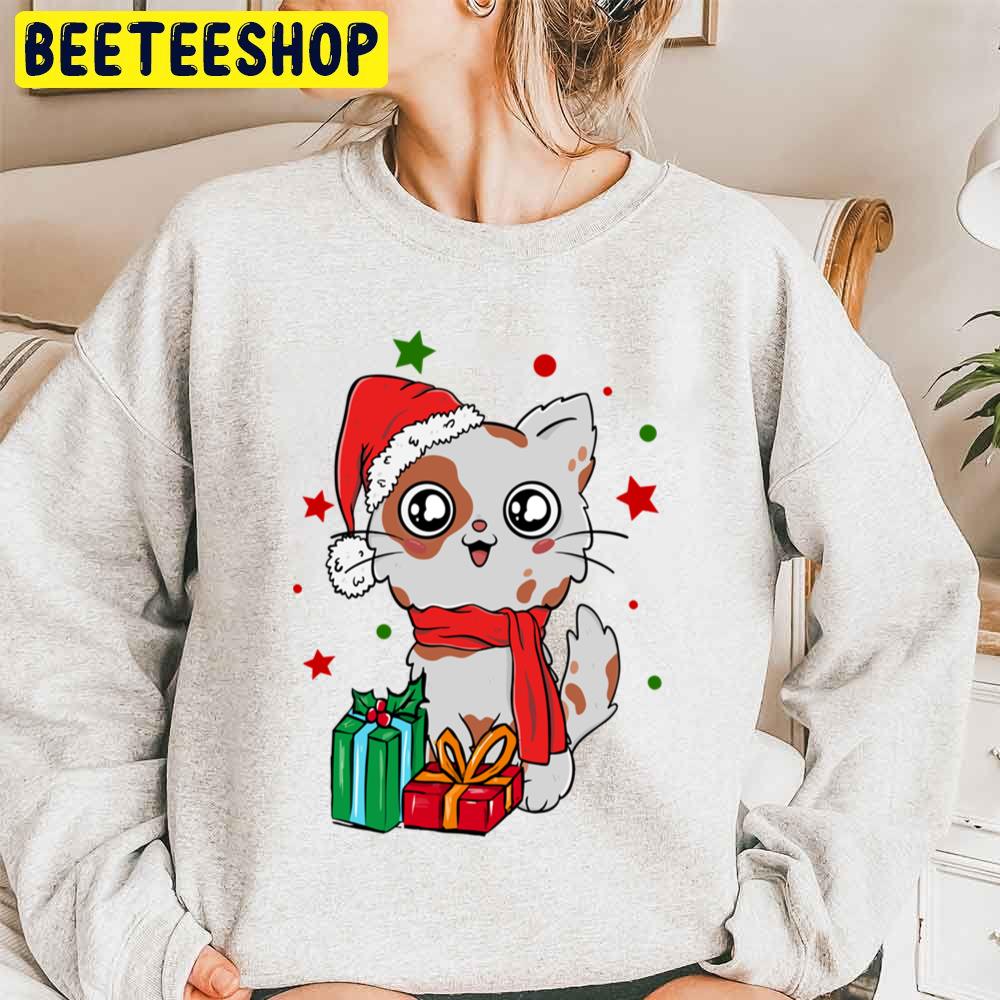 Cute Cat Happy Hallothanksmas Trending Unisex Sweatshirt