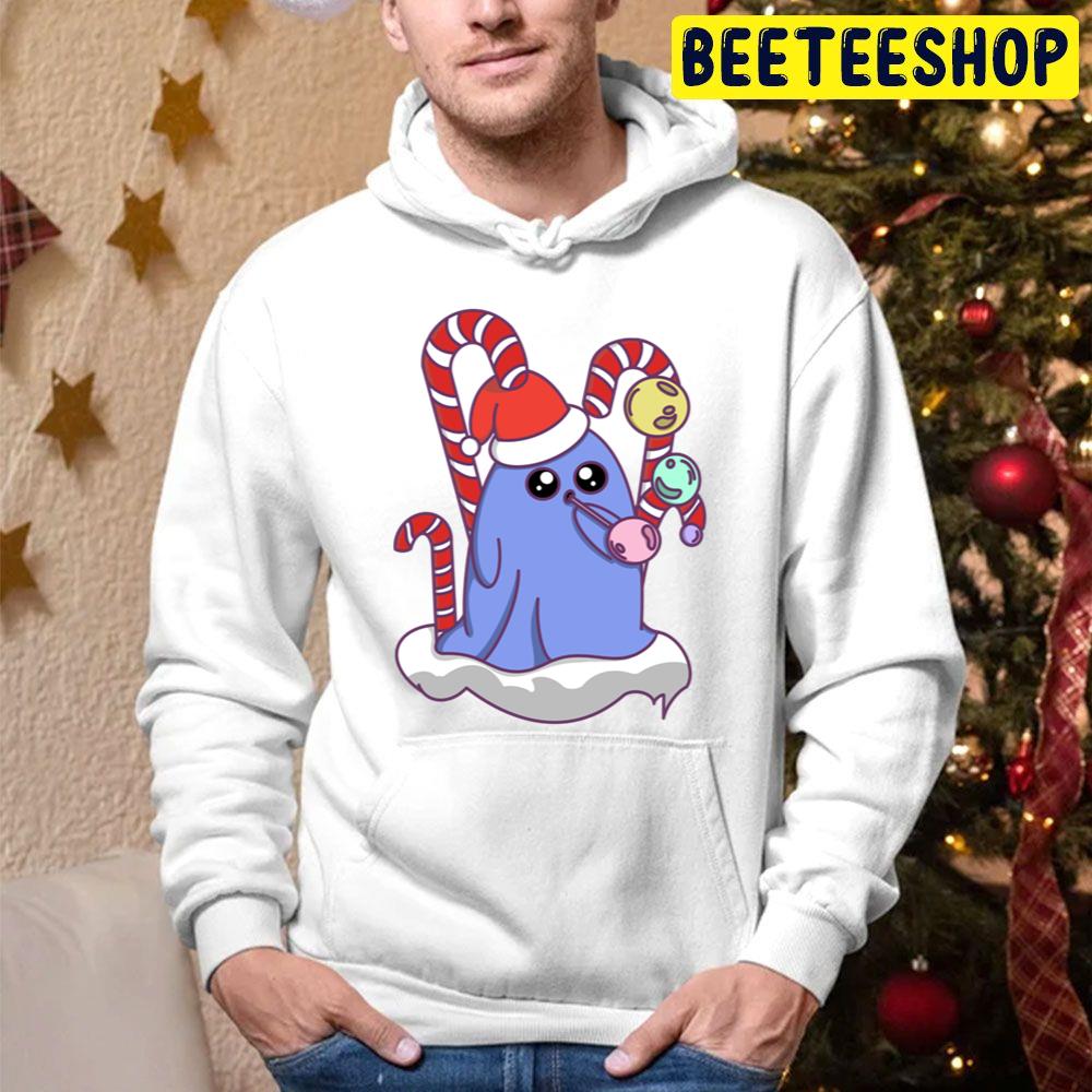 Cute Christmas Ghost Eating Candy Trending Unisex Hoodie