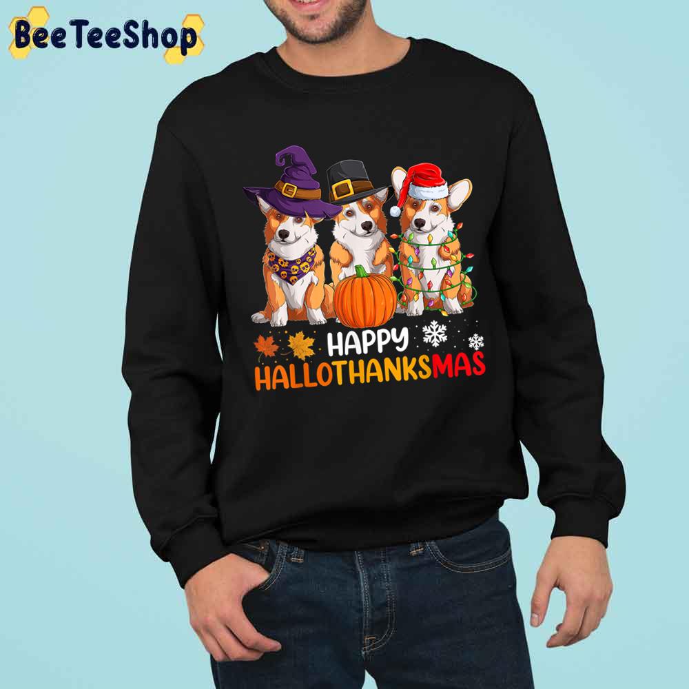 Cute Corgi Happy Hallothanksmas Trending Unisex Sweatshirt