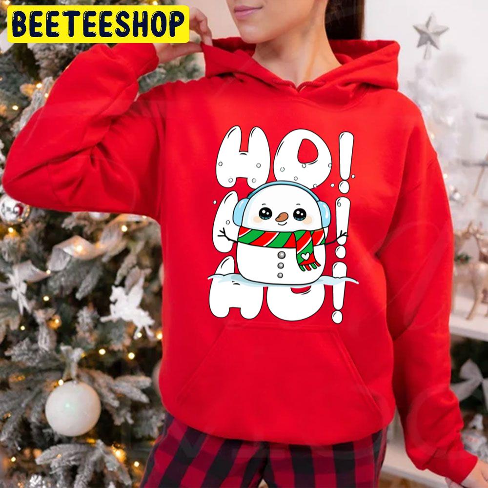 Cute Kawaii Snowman Christmas With Ho Ho Ho Trending Unisex Hoodie