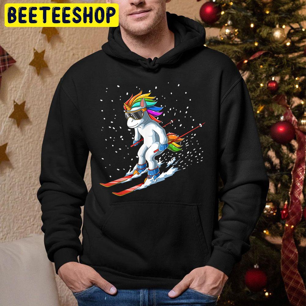 Cute Unicorn Skiing Trending Unisex Hoodie