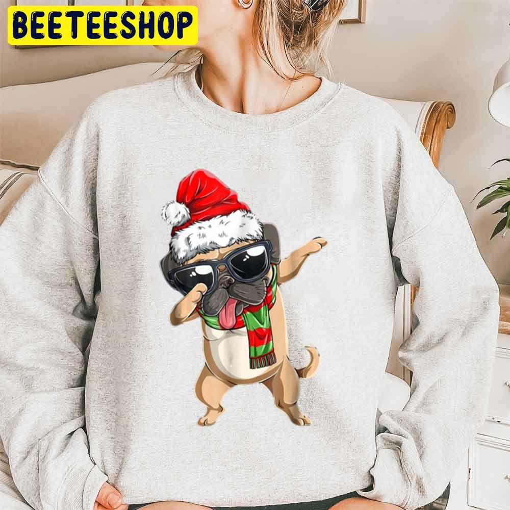 Dabbing Puppy Santa Hat Dog Lover Trending Unisex Sweatshirt